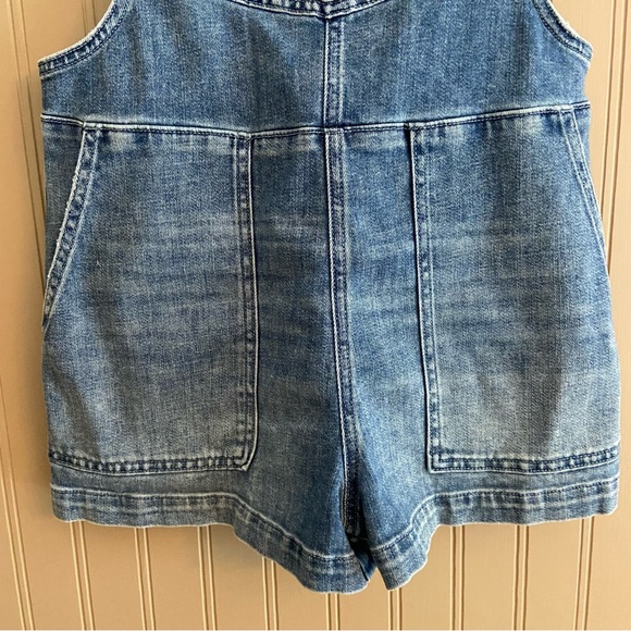 Aerie Denim Shortall in a Medium Indigo Wash Super Soft Women’s Size XS - Picture 3 of 7